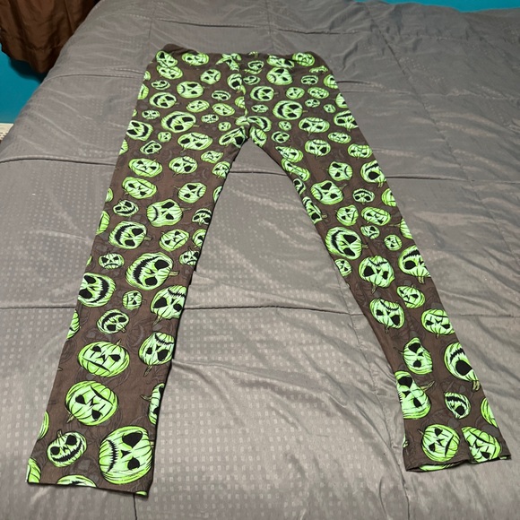 LuLaRoe TC Leggings Green Pumpkins Halloween Women's Size Tall & Curvy - Picture 7 of 8